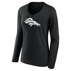 NFL Denver Broncos Women's Personalized Name & Number Monochrome Long Sleeve V-Neck T-Shirt