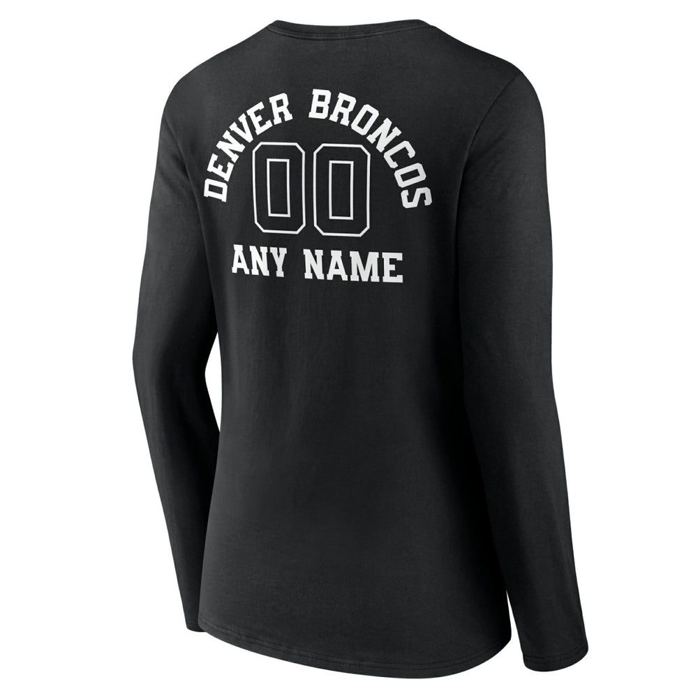 NFL Denver Broncos Women's Personalized Name & Number Monochrome Long Sleeve V-Neck T-Shirt