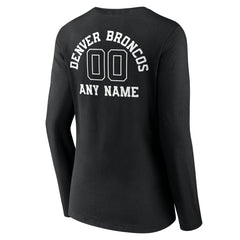 NFL Denver Broncos Women's Personalized Name & Number Monochrome Long Sleeve V-Neck T-Shirt