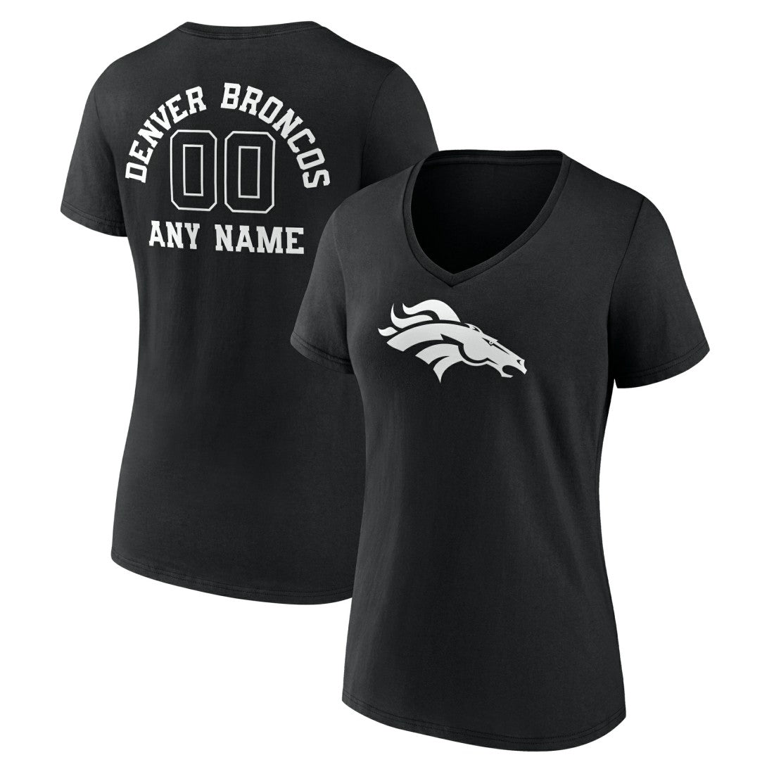 NFL Denver Broncos Women's Personalized Name & Number Monochrome V-Neck T-Shirt
