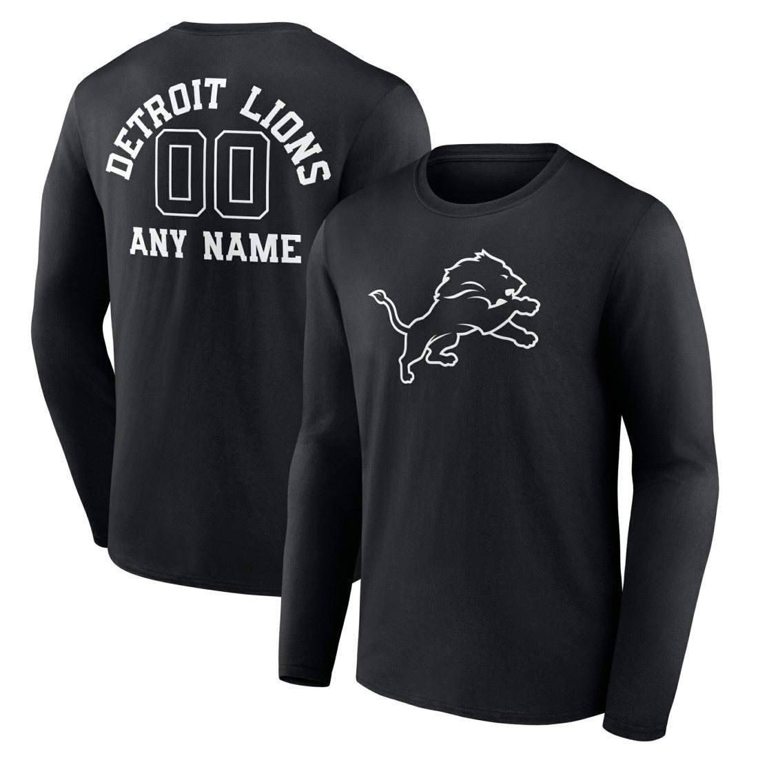 NFL Detroit Lions Personalized Name & Number Monochrome Long Sleeve T-Shirt