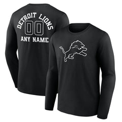 NFL Detroit Lions Personalized Name & Number Monochrome Long Sleeve T-Shirt