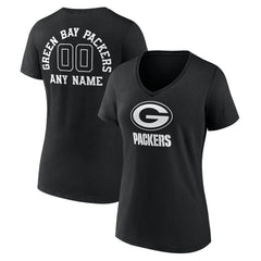 NFL Green Bay Packers Women's Personalized Name & Number Monochrome V-Neck T-Shirt