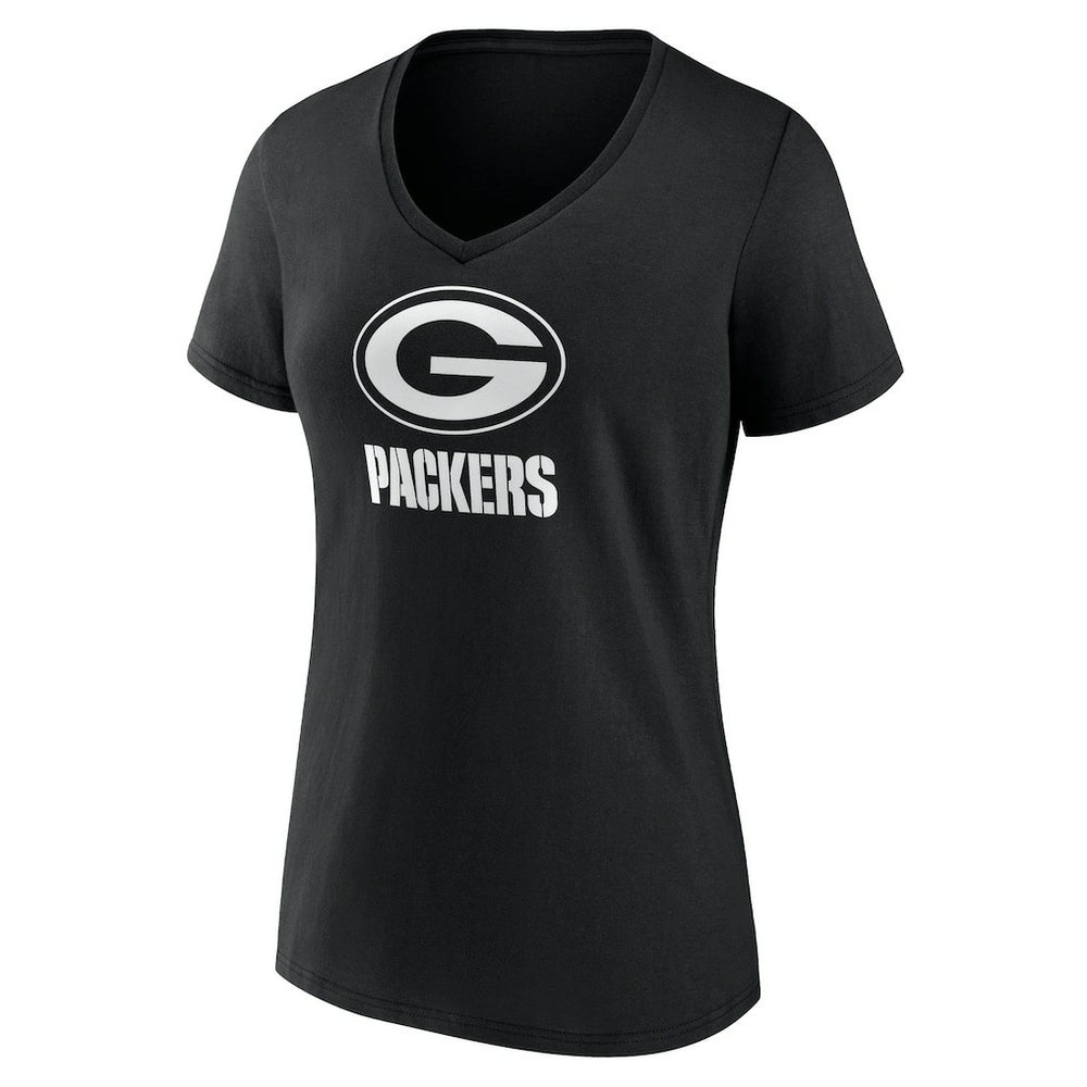 NFL Green Bay Packers Women's Personalized Name & Number Monochrome V-Neck T-Shirt