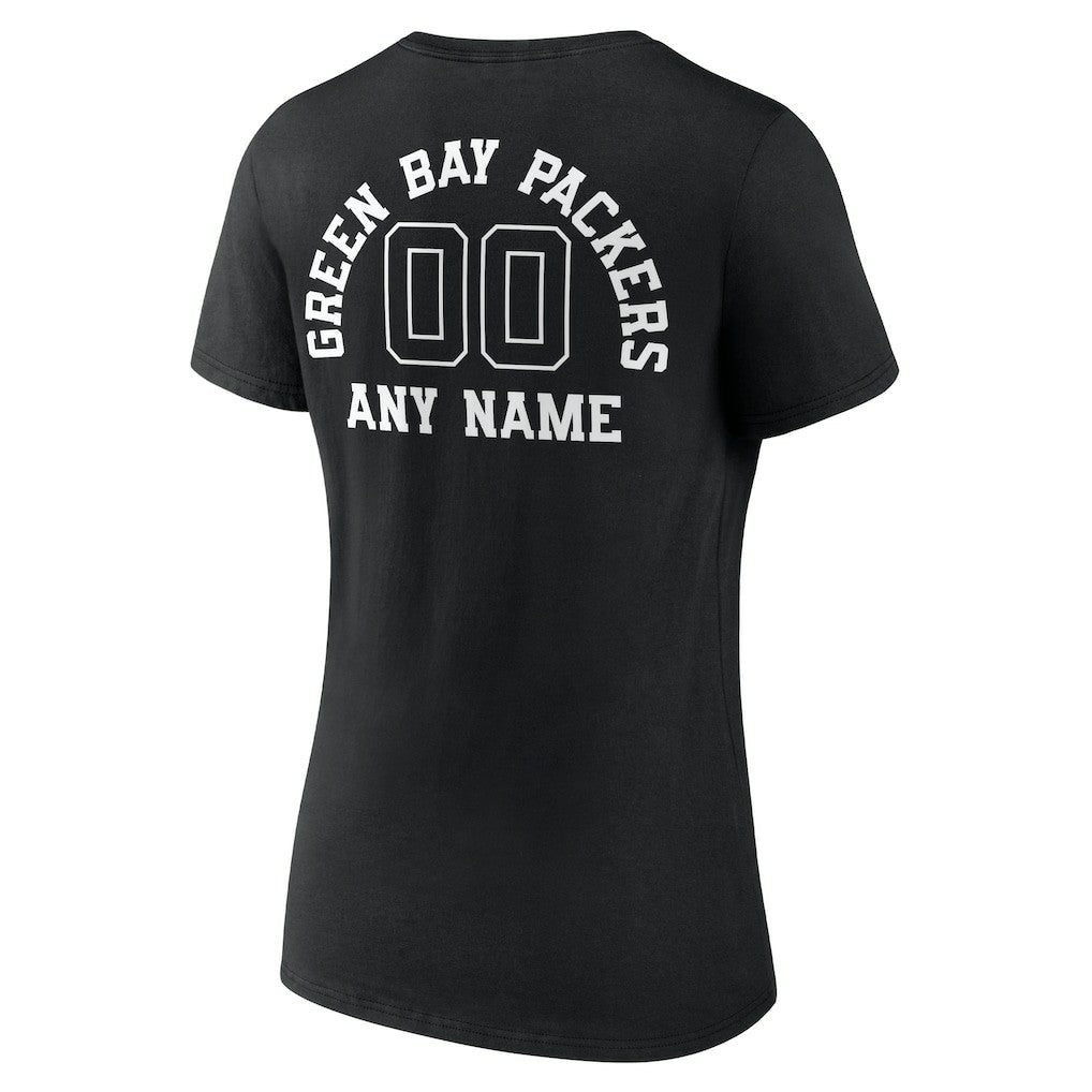 NFL Green Bay Packers Women's Personalized Name & Number Monochrome V-Neck T-Shirt