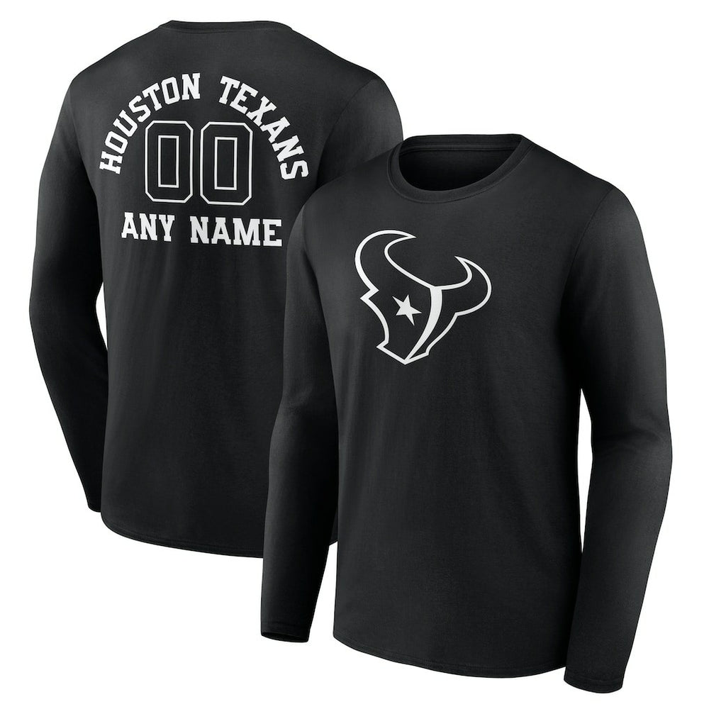 NFL Houston Texans Personalized Name & Number Monochrome Long Sleeve T-Shirt
