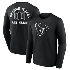 NFL Houston Texans Personalized Name & Number Monochrome Long Sleeve T-Shirt