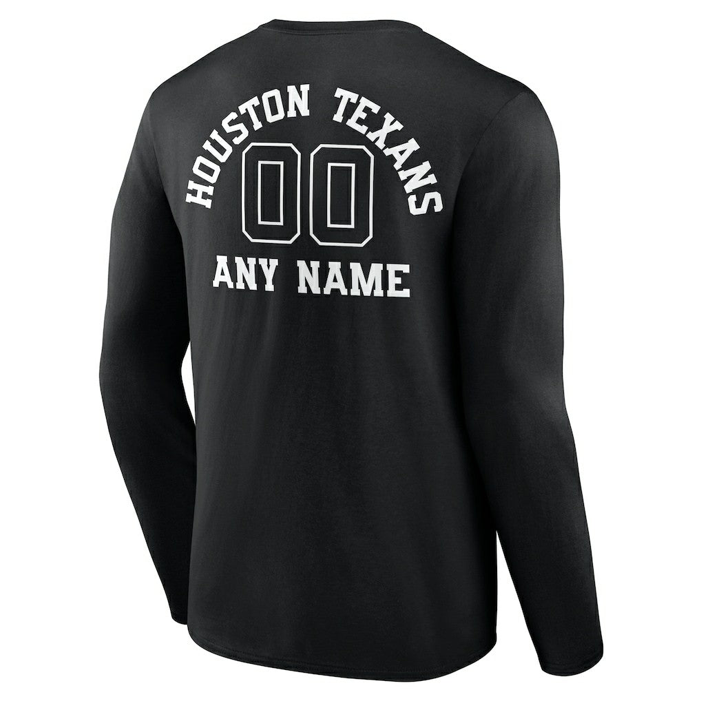 NFL Houston Texans Personalized Name & Number Monochrome Long Sleeve T-Shirt