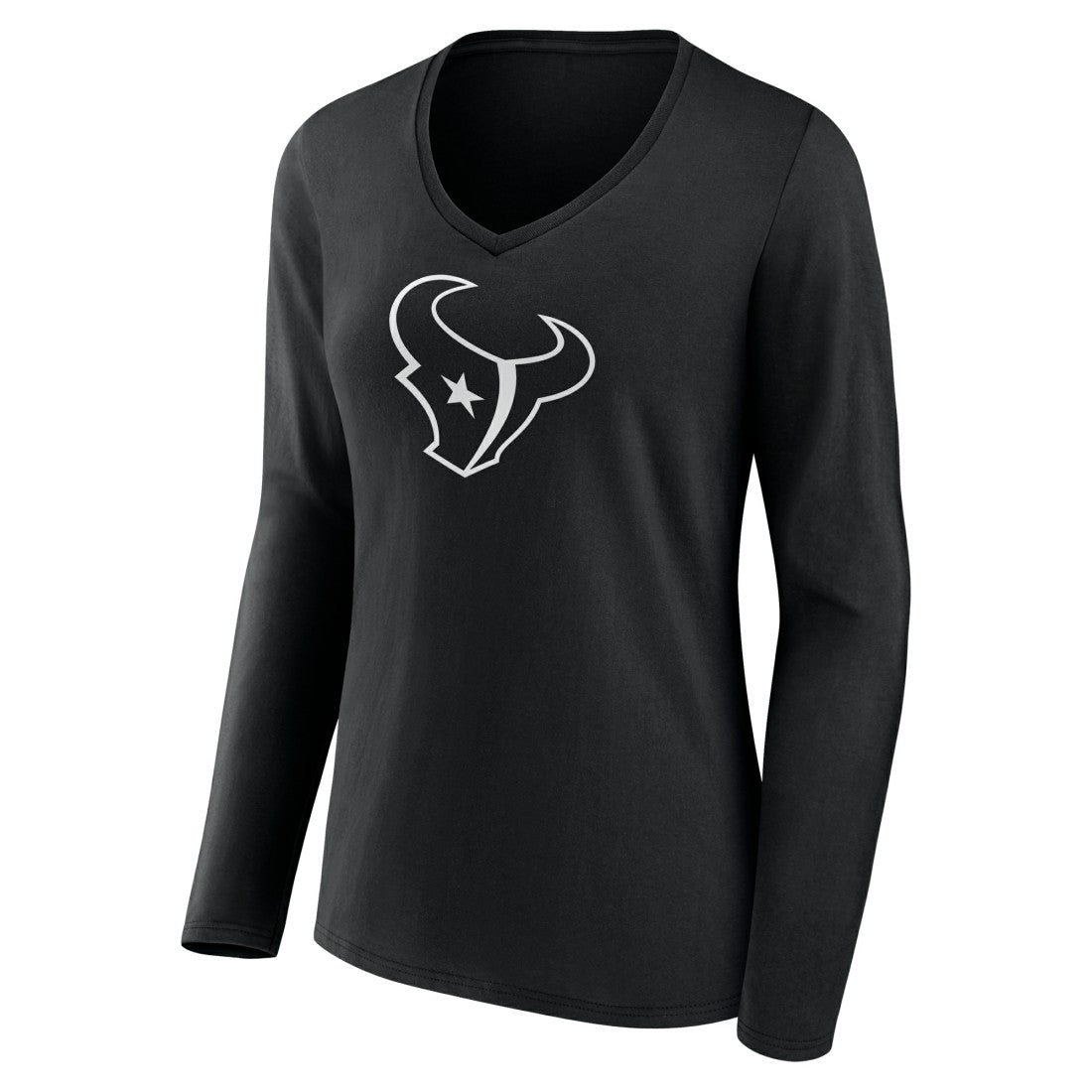 NFL Houston Texans Women's Personalized Name & Number Monochrome Long Sleeve V-Neck T-Shirt