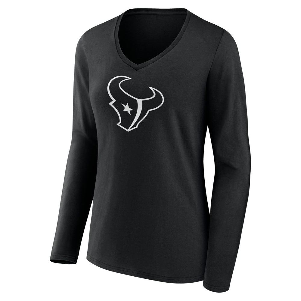 NFL Houston Texans Women's Personalized Name & Number Monochrome Long Sleeve V-Neck T-Shirt