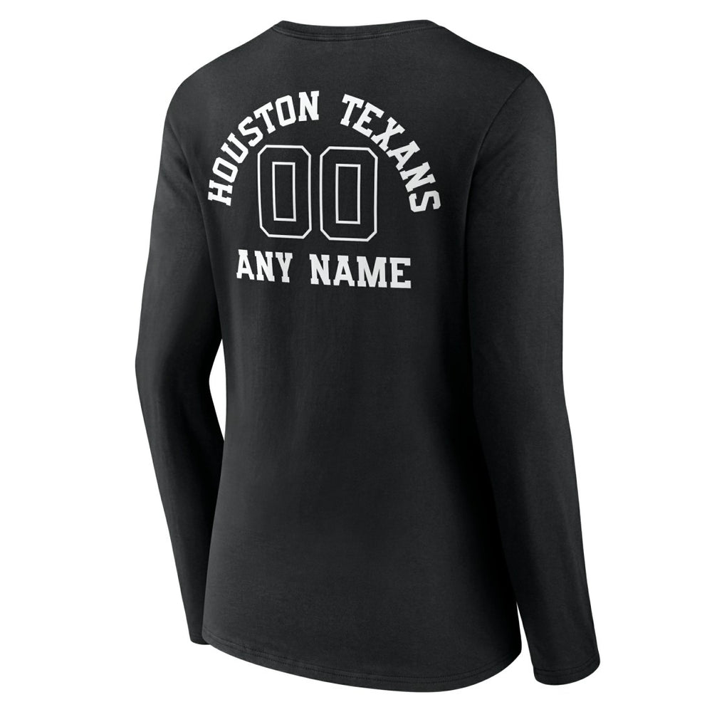 NFL Houston Texans Women's Personalized Name & Number Monochrome Long Sleeve V-Neck T-Shirt