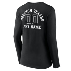 NFL Houston Texans Women's Personalized Name & Number Monochrome Long Sleeve V-Neck T-Shirt