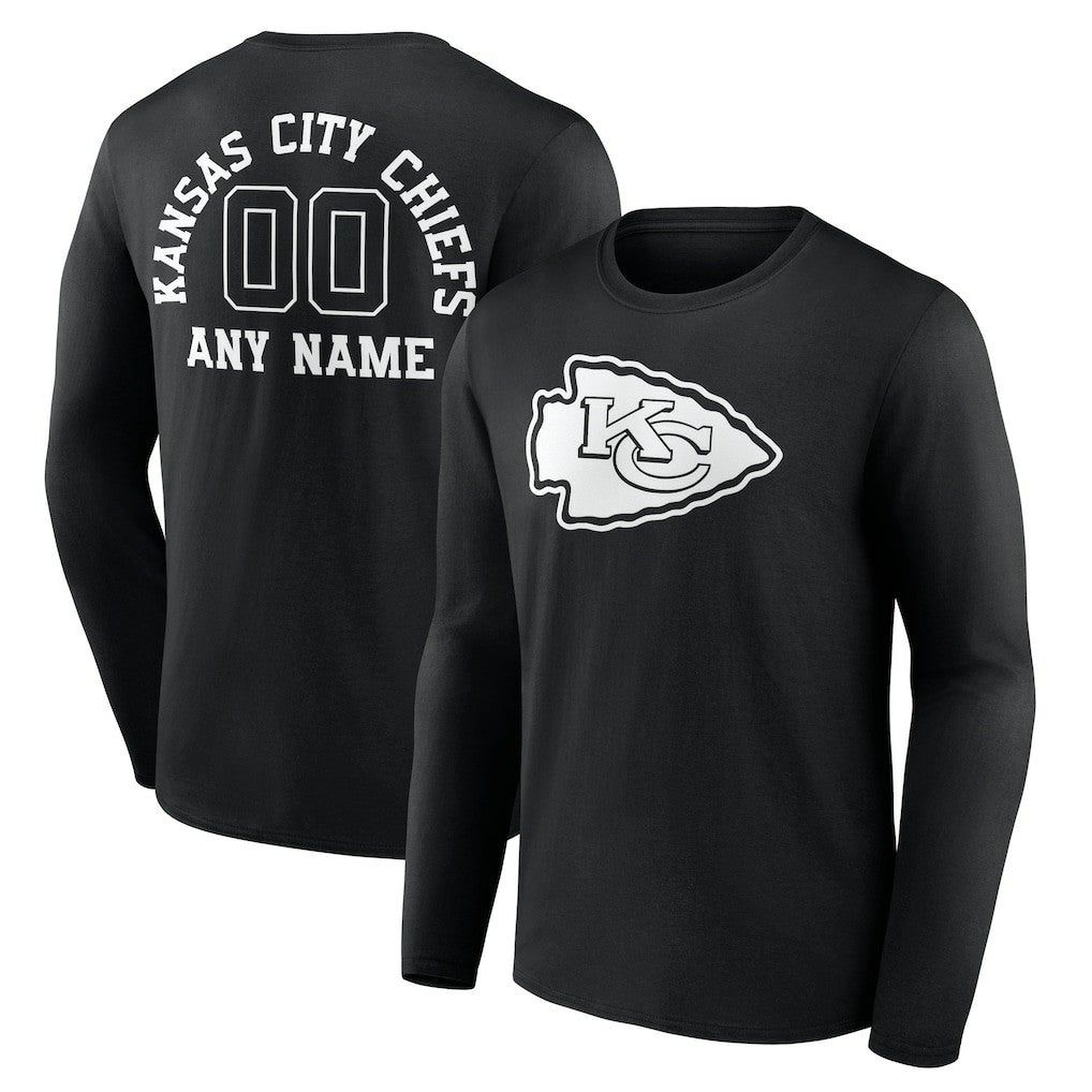 NFL Kansas City Chiefs Personalized Name & Number Monochrome Long Sleeve T-Shirt