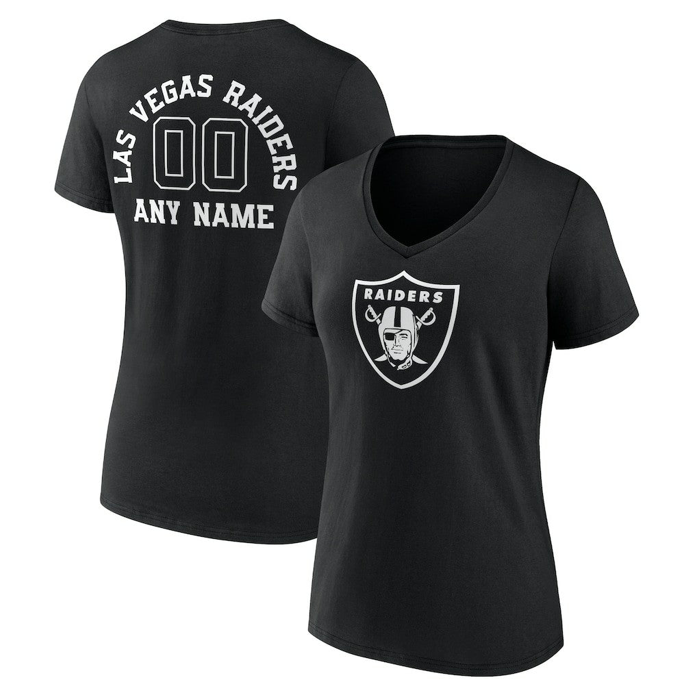 NFL Las Vegas Raiders Women's Personalized Name & Number Monochrome V-Neck T-Shirt