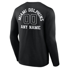 NFL Miami Dolphins Personalized Name & Number Monochrome Long Sleeve T-Shirt