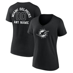 NFL Miami Dolphins Women's Personalized Name & Number Monochrome V-Neck T-Shirt