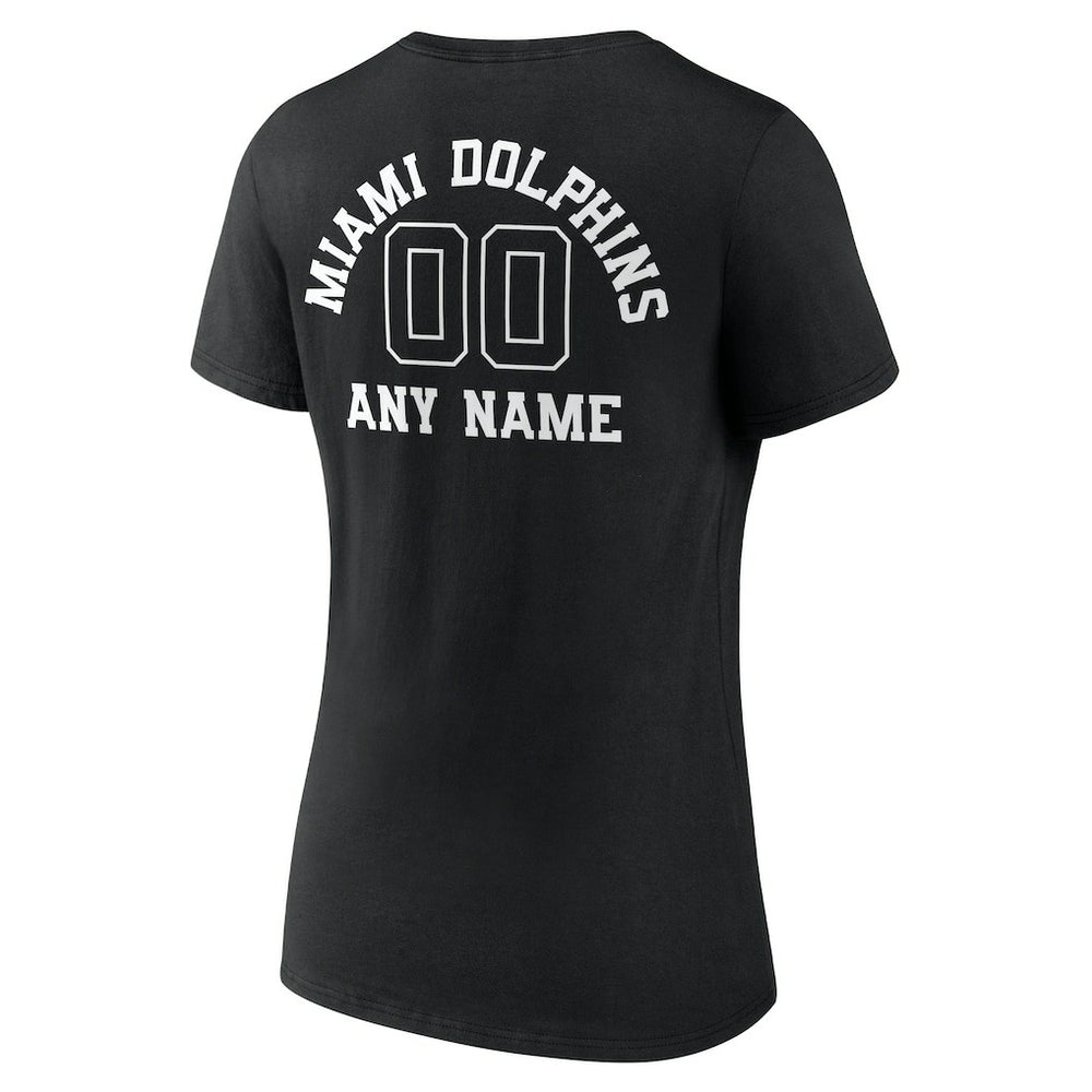 NFL Miami Dolphins Women's Personalized Name & Number Monochrome V-Neck T-Shirt