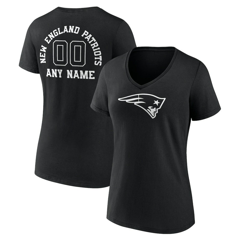 NFL New England Patriots Women's Personalized Name & Number Monochrome V-Neck T-Shirt