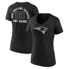 NFL New England Patriots Women's Personalized Name & Number Monochrome V-Neck T-Shirt