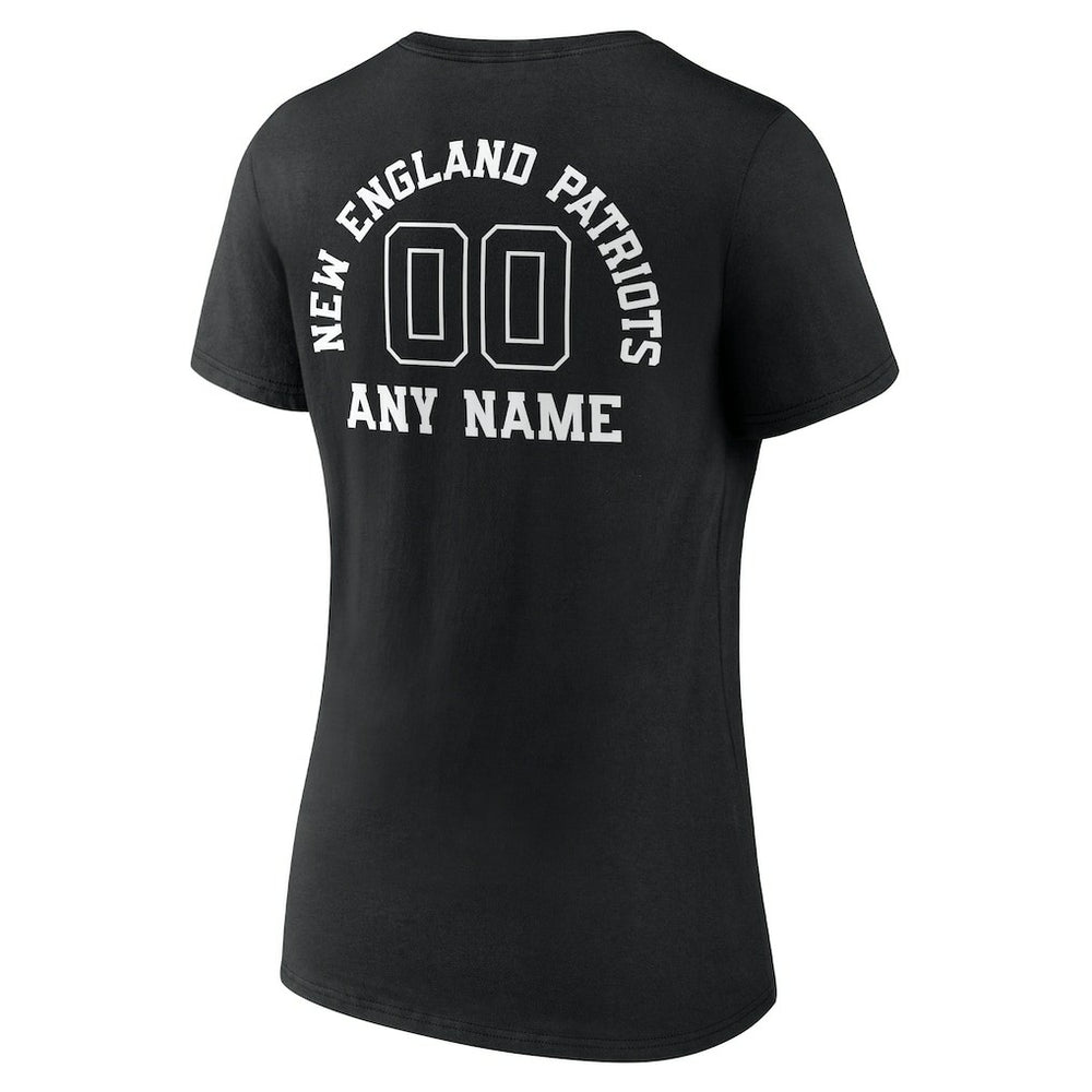 NFL New England Patriots Women's Personalized Name & Number Monochrome V-Neck T-Shirt