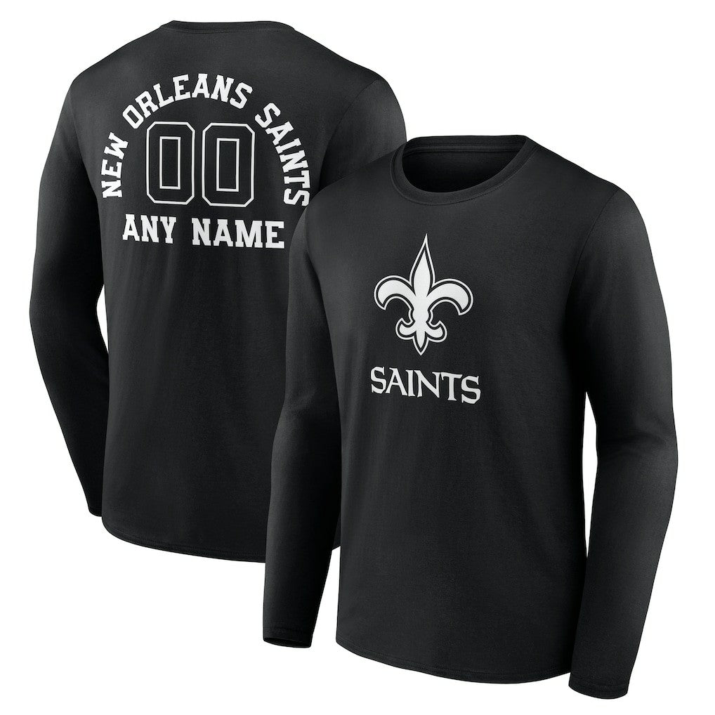 NFL New Orleans Saints Personalized Name & Number Monochrome Long Sleeve T-Shirt