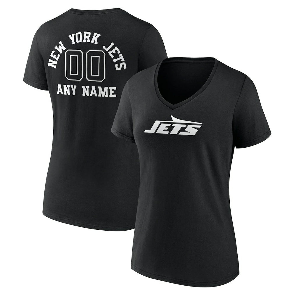 NFL New York Jets Women's Personalized Name & Number Monochrome V-Neck T-Shirt