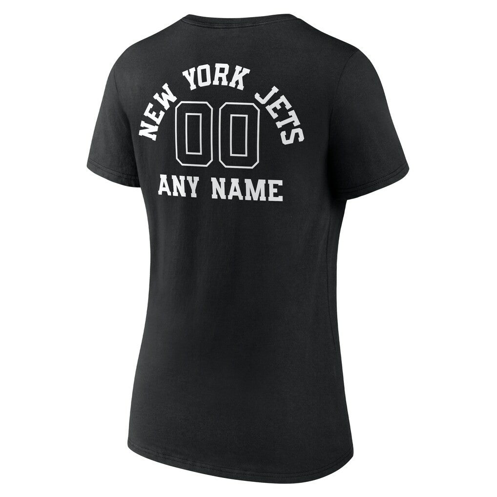 NFL New York Jets Women's Personalized Name & Number Monochrome V-Neck T-Shirt
