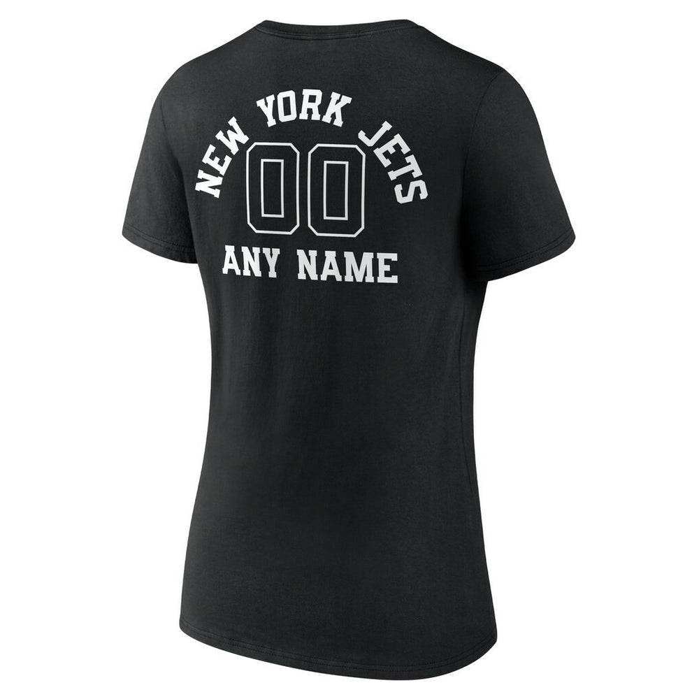 NFL New York Jets Women's Personalized Name & Number Monochrome V-Neck T-Shirt