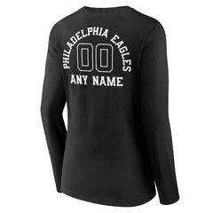 NFL Philadelphia Eagles Women's Personalized Name & Number Monochrome Long Sleeve V-Neck T-Shirt