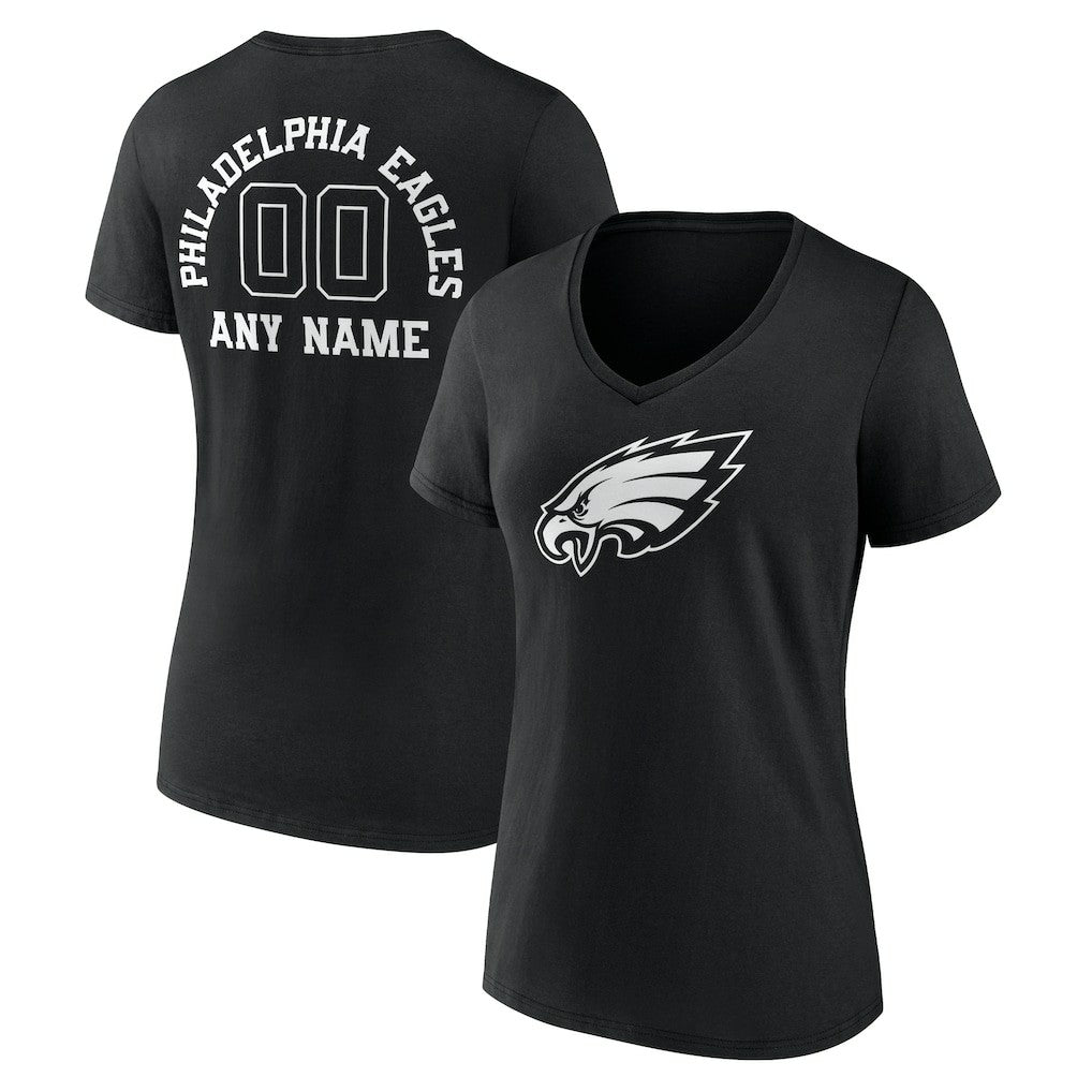 NFL Philadelphia Eagles Women's Personalized Name & Number Monochrome V-Neck T-Shirt