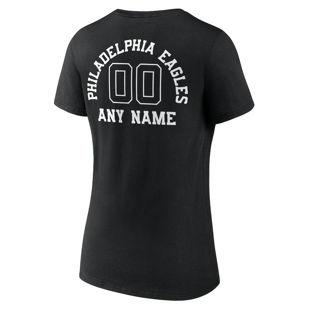 NFL Philadelphia Eagles Women's Personalized Name & Number Monochrome V-Neck T-Shirt