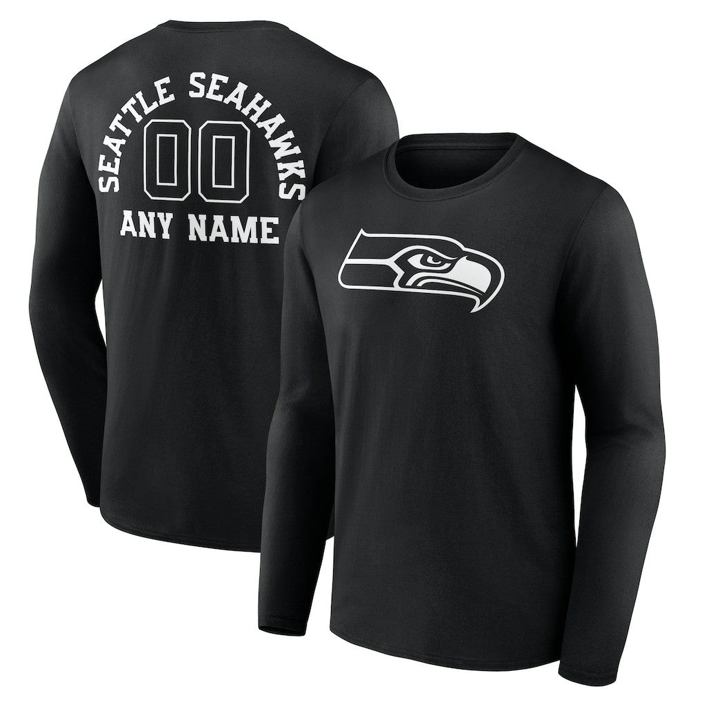 NFL Seattle Seahawks Personalized Name & Number Monochrome Long Sleeve T-Shirt