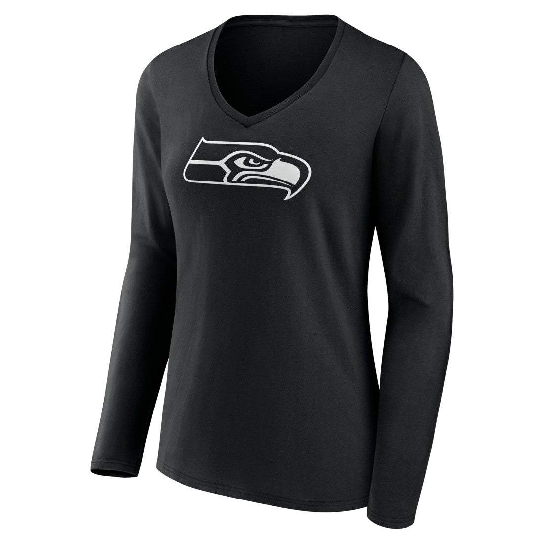NFL Seattle Seahawks Women's Personalized Name & Number Monochrome Long Sleeve V-Neck T-Shirt