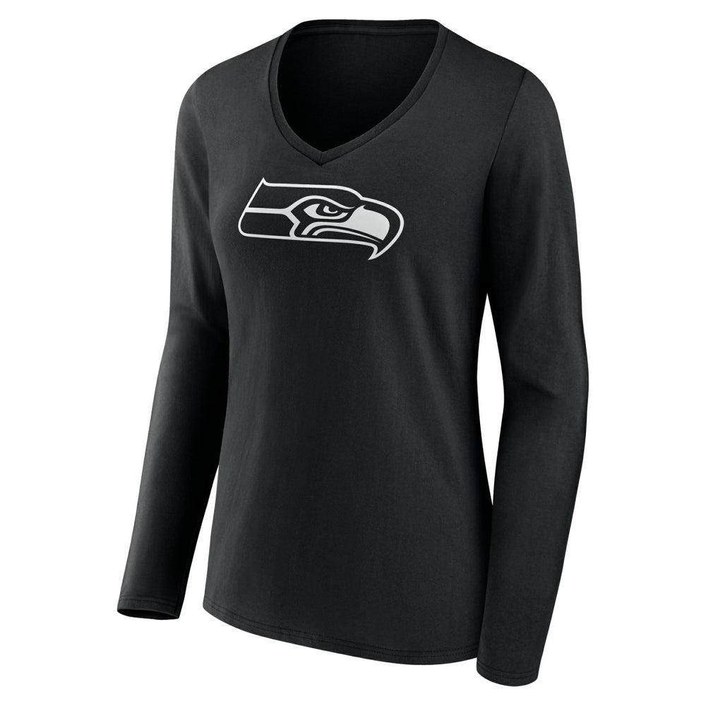NFL Seattle Seahawks Women's Personalized Name & Number Monochrome Long Sleeve V-Neck T-Shirt