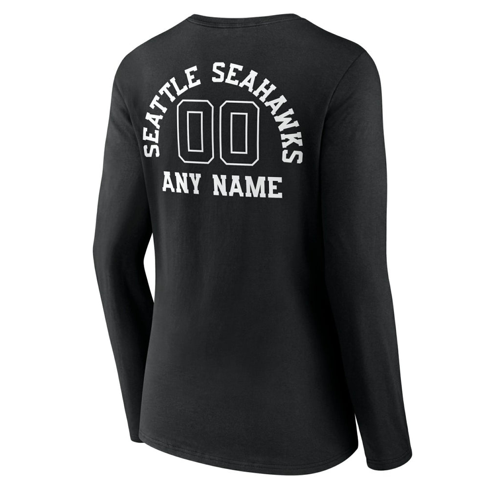 NFL Seattle Seahawks Women's Personalized Name & Number Monochrome Long Sleeve V-Neck T-Shirt