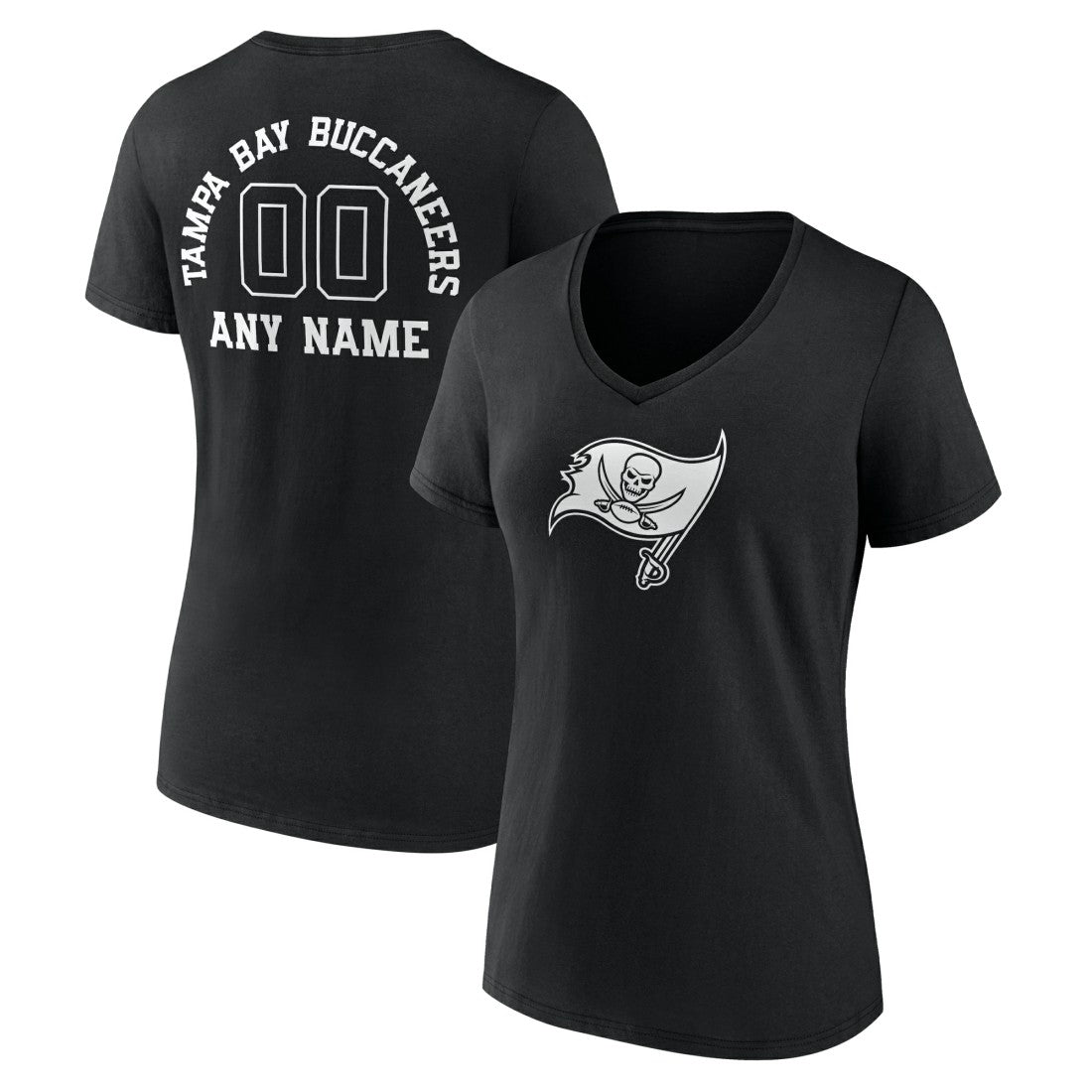 NFL Tampa Bay Buccaneers Women's Personalized Name & Number Monochrome V-Neck T-Shirt