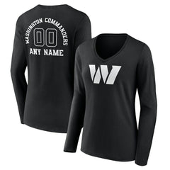 NFL Washington Commanders Women's Personalized Name & Number Monochrome Long Sleeve V-Neck T-Shirt