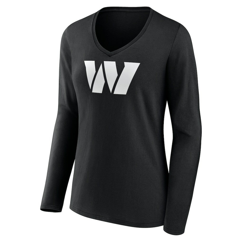 NFL Washington Commanders Women's Personalized Name & Number Monochrome Long Sleeve V-Neck T-Shirt