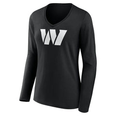 NFL Washington Commanders Women's Personalized Name & Number Monochrome Long Sleeve V-Neck T-Shirt