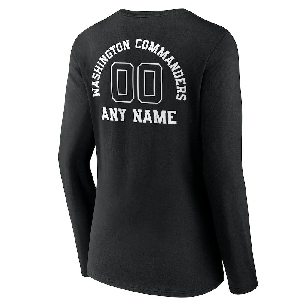 NFL Washington Commanders Women's Personalized Name & Number Monochrome Long Sleeve V-Neck T-Shirt