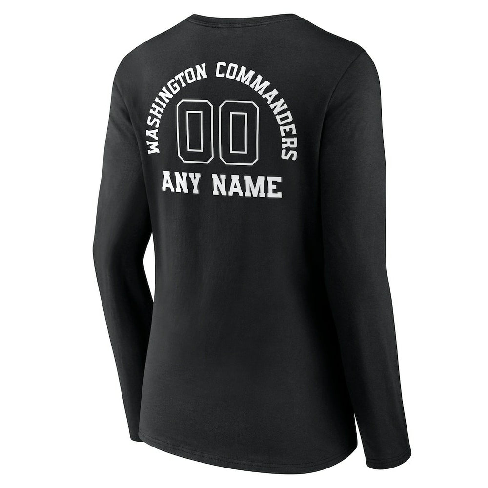 NFL Washington Commanders Women's Personalized Name & Number Monochrome Long Sleeve V-Neck T-Shirt