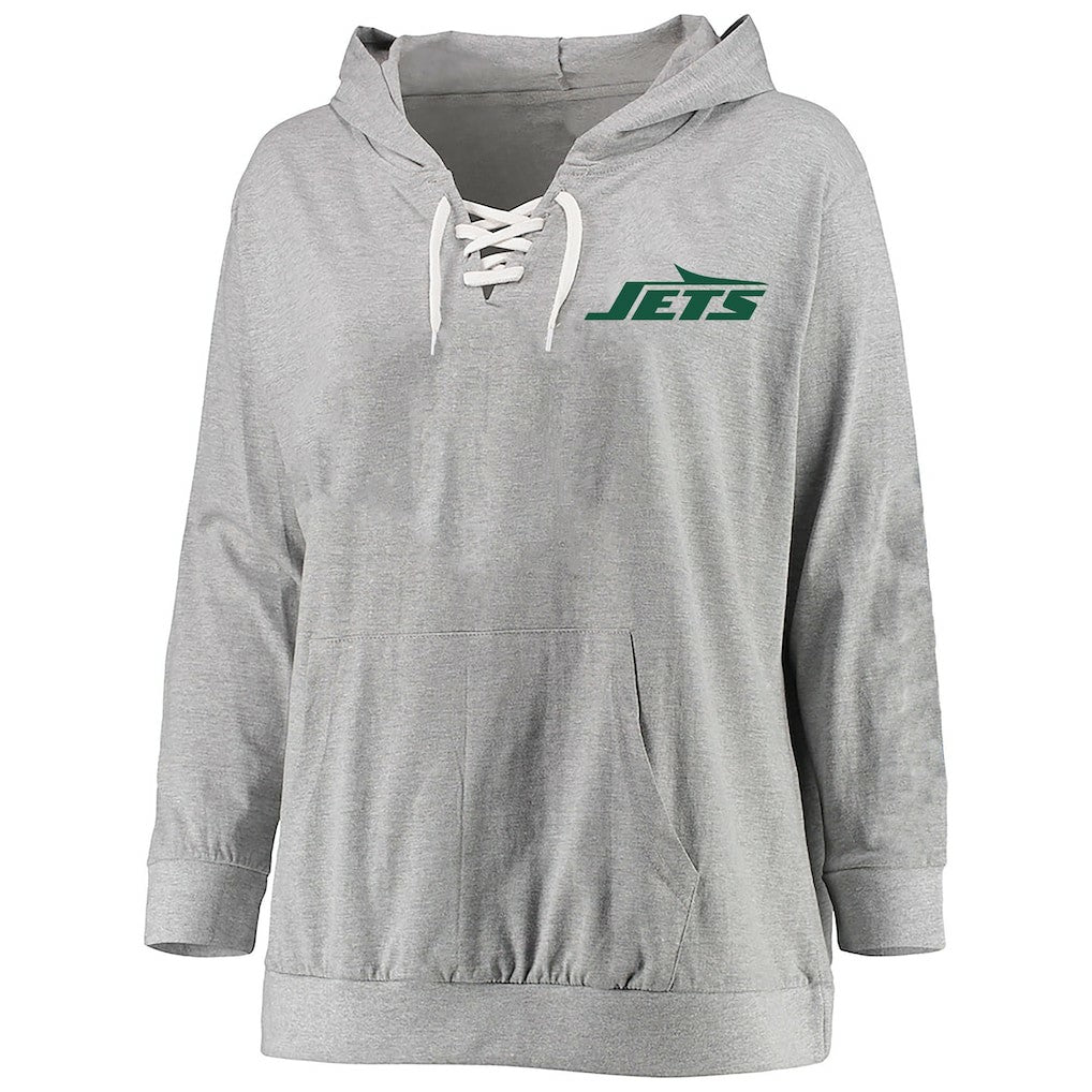 NFL New York Jets Women's Plus Size Lace-up Pullover Hoodie
