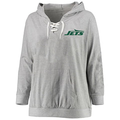 NFL New York Jets Women's Plus Size Lace-up Pullover Hoodie