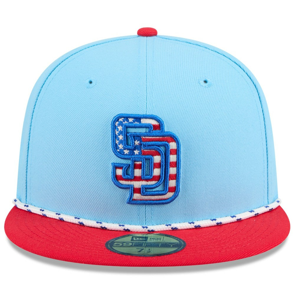 San Diego Padres 2025 Fourth of July 59FIFTY Fitted Hat - Light Blue/Red | New Era
