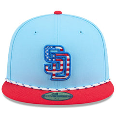 San Diego Padres 2025 Fourth of July 59FIFTY Fitted Hat - Light Blue/Red | New Era