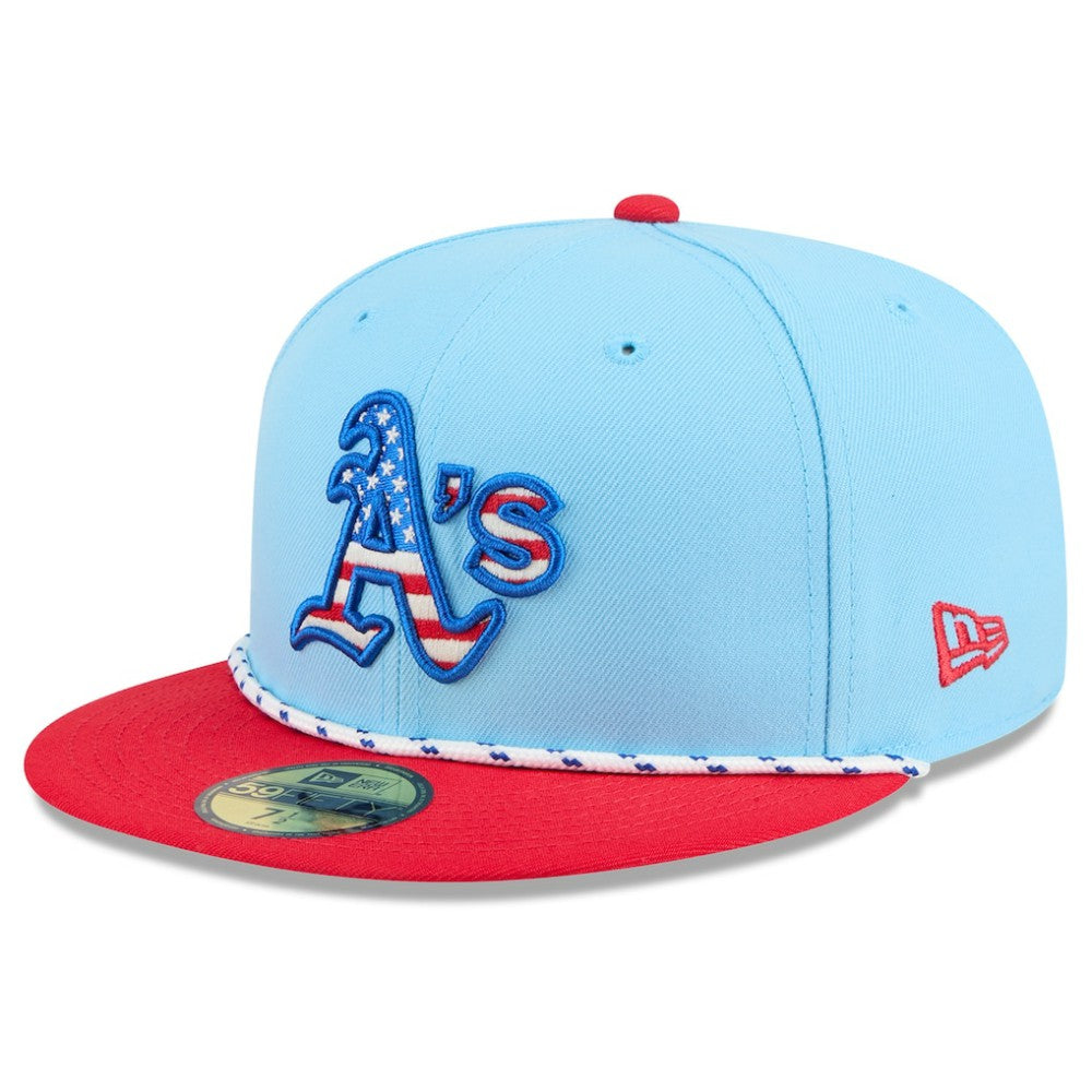 Athletics 2025 Fourth of July 59FIFTY Fitted Hat - Light Blue/Red | New Era