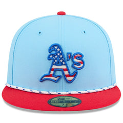 Athletics 2025 Fourth of July 59FIFTY Fitted Hat - Light Blue/Red | New Era