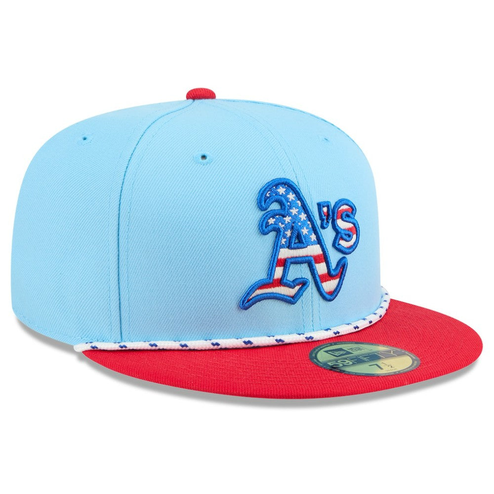 Athletics 2025 Fourth of July 59FIFTY Fitted Hat - Light Blue/Red | New Era