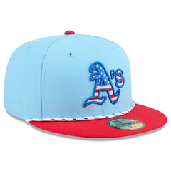 Athletics 2025 Fourth of July 59FIFTY Fitted Hat - Light Blue/Red | New Era