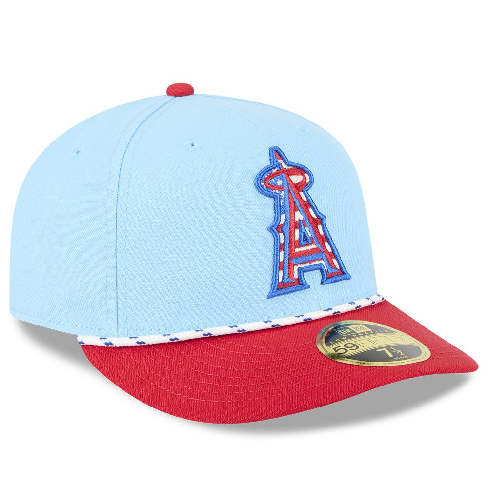 Los Angeles Angels 2025 Fourth of July Low Profile 59FIFTY Fitted Hat - Light Blue/Red | New Era